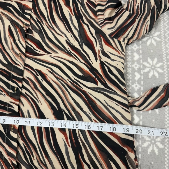 NWT Zara Zebra‎ Print Button Down Shirt Midi Dress Tan/Black/Brown Size Medium - Picture 12 of 13